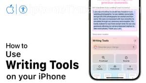 use writing tools on iphone 17